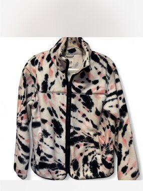 Gap Women's Blue& Pink Tie Dye Patterned Fleece Jacket